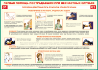 Таблица "Порядок действий при опасном кровотечении" (100х140 сантиметров, винил) - fgospostavki.ru - Томск