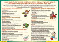 Таблица "Правила безопасности на уроках труда для девочек" (100х140 сантиметров, винил) - fgospostavki.ru - Томск