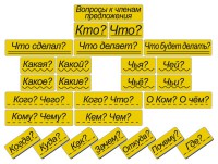 Набор магнитных карточек "Вопросы к членам предложения" (фон жёлтый) - fgospostavki.ru - Томск