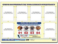 Стенд информационный "Основы безопасности жизнедеятельности" (80*110, 6 карманов) - fgospostavki.ru - Томск