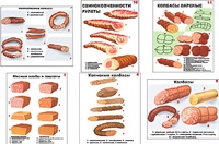 Плакаты ПРОФТЕХ "Ассортимент колбасной и мясной продукции" (11 пл, винил, 70х100) - fgospostavki.ru - Томск