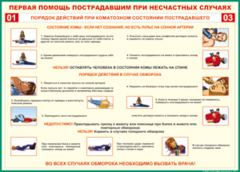 Таблица "Порядок действий при коматозном состоянии пострадавшего" (100х140 сантиметров, винил) - fgospostavki.ru - Томск