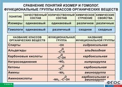 Таблица. Сравнение понятий изомер и гомолог. Функциональные группы классов органических веществ. - fgospostavki.ru - Томск