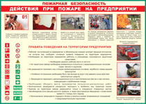 Таблица "Действия при пожаре на предприятии" (100х140 сантиметров, винил) - fgospostavki.ru - Томск