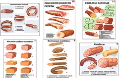 Плакаты ПРОФТЕХ "Ассортимент колбасной и мясной продукции" (11 пл, винил, 70х100) - fgospostavki.ru - Томск