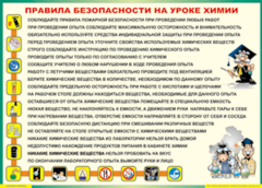 Таблица "Правила безопасности на уроке химии" (100х140 сантиметров, винил) - fgospostavki.ru - Томск