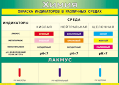 Таблица "Окраска индикаторов в различных средах" (100х140 сантиметров, винил) - fgospostavki.ru - Томск
