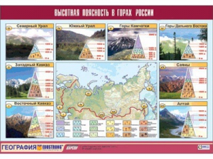 Таблица демонстрационная "Высотная поясность в горах России" (винил 70*100) - fgospostavki.ru - Томск