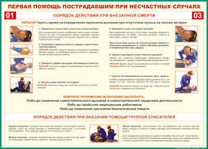 Таблица "Порядок действий при внезапной смерти" (100х140 сантиметров, винил) - fgospostavki.ru - Томск