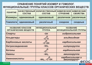 Таблица. Сравнение понятий изомер и гомолог. Функциональные группы классов органических веществ. - fgospostavki.ru - Томск
