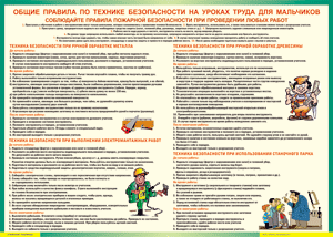 Таблица "Правила безопасности на уроках труда для мальчиков" (100х140 сантиметров, винил) - fgospostavki.ru - Томск