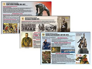 Комплект таблиц по истории "История России XX - XXI вв." раздаточные (цветные, ламинированные, А4, 12 штук) - fgospostavki.ru - Томск