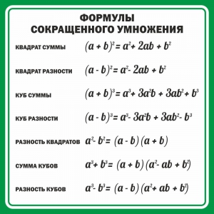 Стенд "Формулы сокращенного умножения" Вариант 2 - fgospostavki.ru - Томск