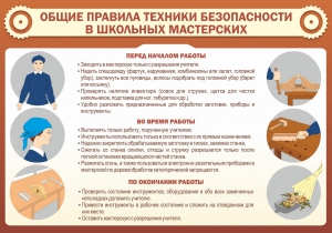 Стенд "Общие правила техники безопасности в школьных мастерских" - fgospostavki.ru - Томск