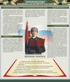 Стенд "Уставы. Закон военной службы. Военная присяга" - fgospostavki.ru - Томск