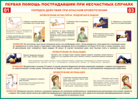 Таблица "Порядок действий при опасном кровотечении" (100х140 сантиметров, винил) - fgospostavki.ru - Томск