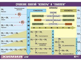 Таблица демонстрационная "Сравнение понятий изомер и гомолог" (винил 100x140) - fgospostavki.ru - Томск