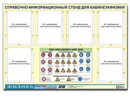 Стенд информационный "Правила техники безопасности в кабинете физики" (80х110, 6 карманов) - fgospostavki.ru - Томск