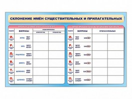 Фрагмент (демонстрационный) маркерный (двухсторонний) "Склонение имен существительных и прилагательных" - fgospostavki.ru - Томск